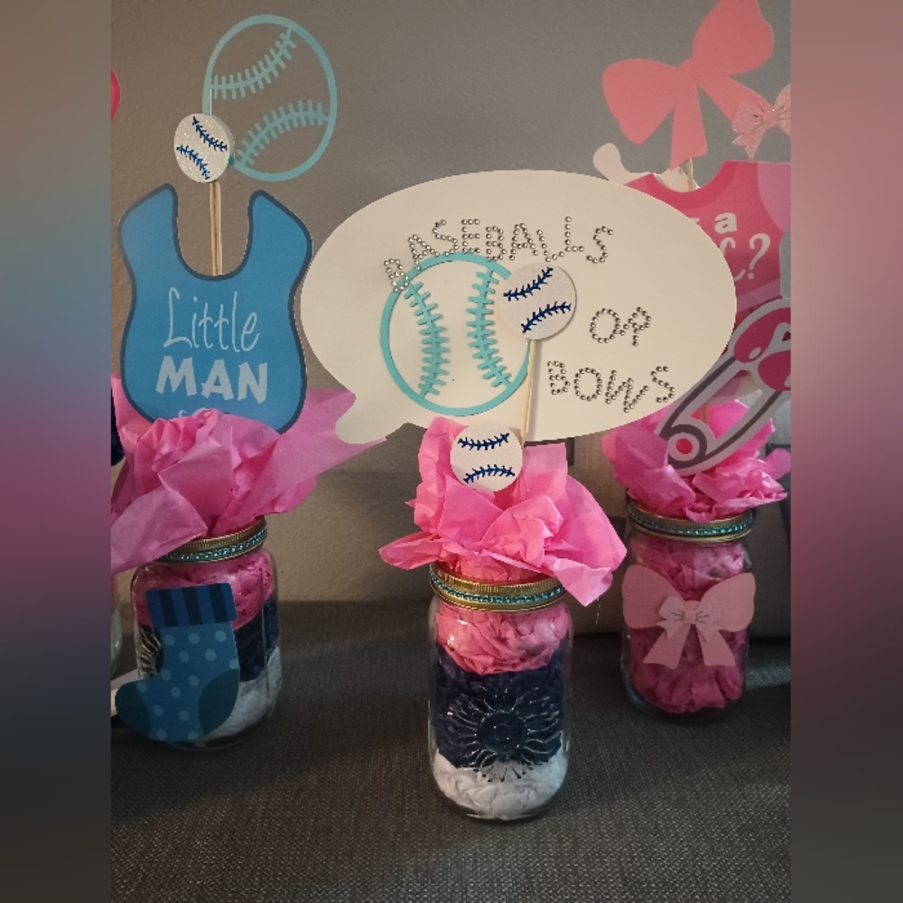 BASEBALL or BOWS Gender Reveal Custom made 3D Centerpieces
